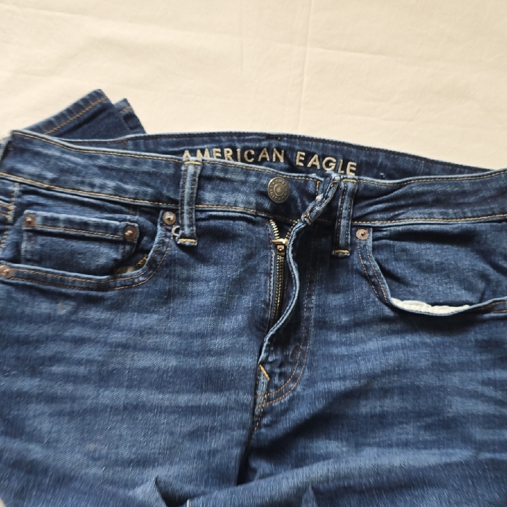 American Eagle Outfitters Men's Dark Blue Slim Straight Jeans - Picture 9 of 9